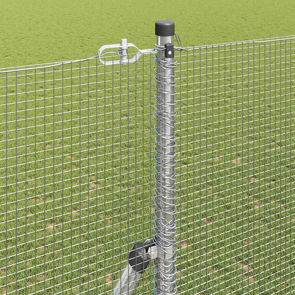 Zaun mit Pfosten Silber 1,5 x 10 m Stahl